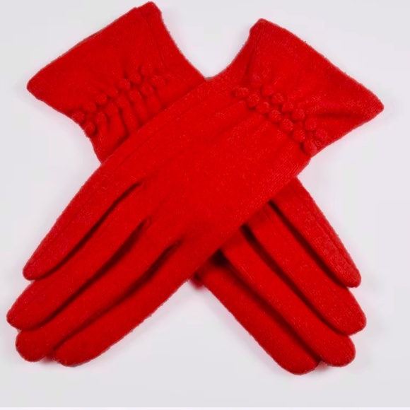 Luxury Cashmere Merino Wool Gloves Classic Red Driving Winter Warm Cozy Gloves - Picture 4 of 5